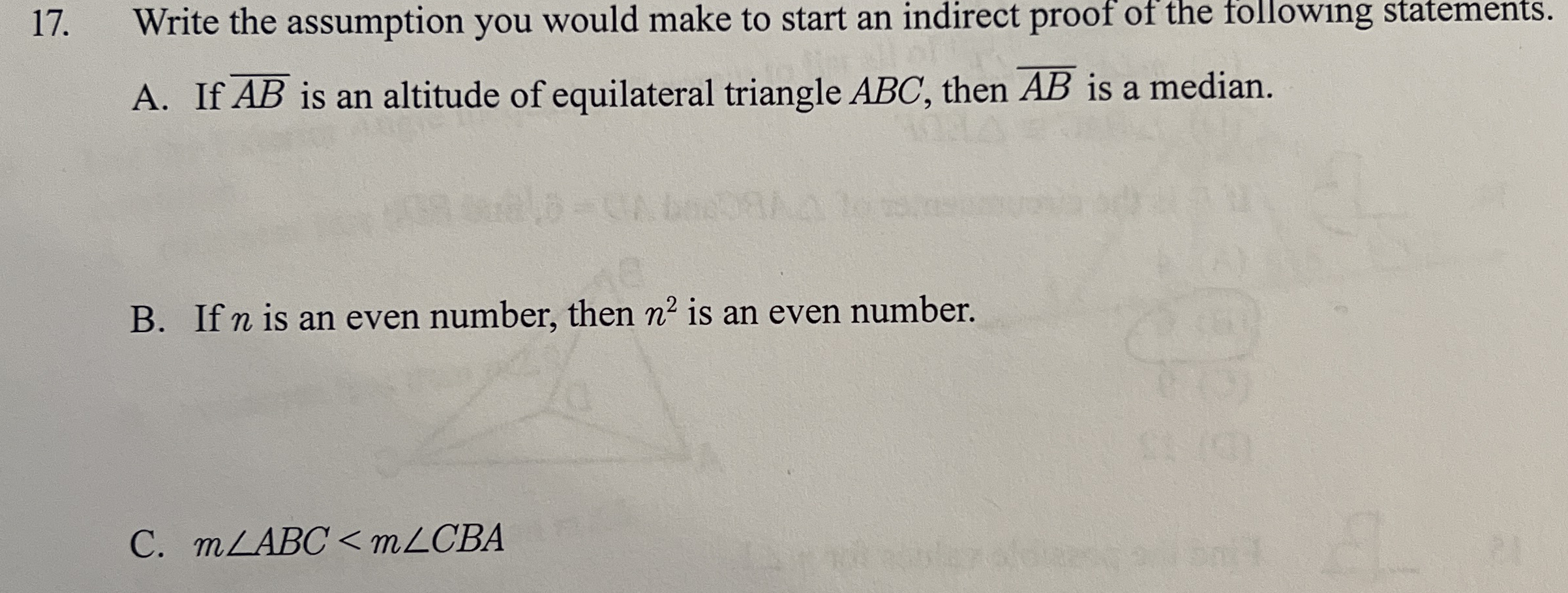 Solved Write the assumption you would make to start an | Chegg.com