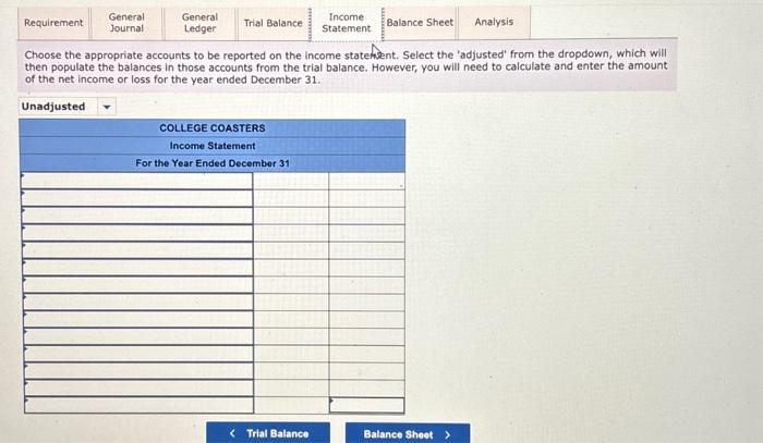 Solved Choose the appropriate accounts to be reported on the | Chegg.com