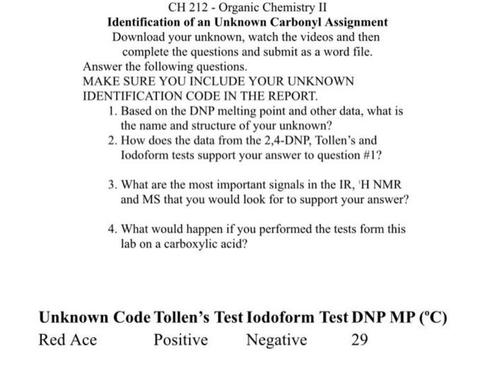 Solved EXPERIMENT XIV IDENTIFICATION OF AN UNKNOWN CARBONYL | Chegg.com