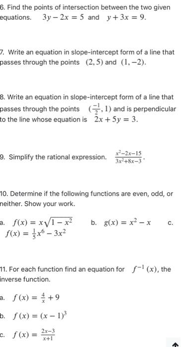 how to find point of intersection given two equations