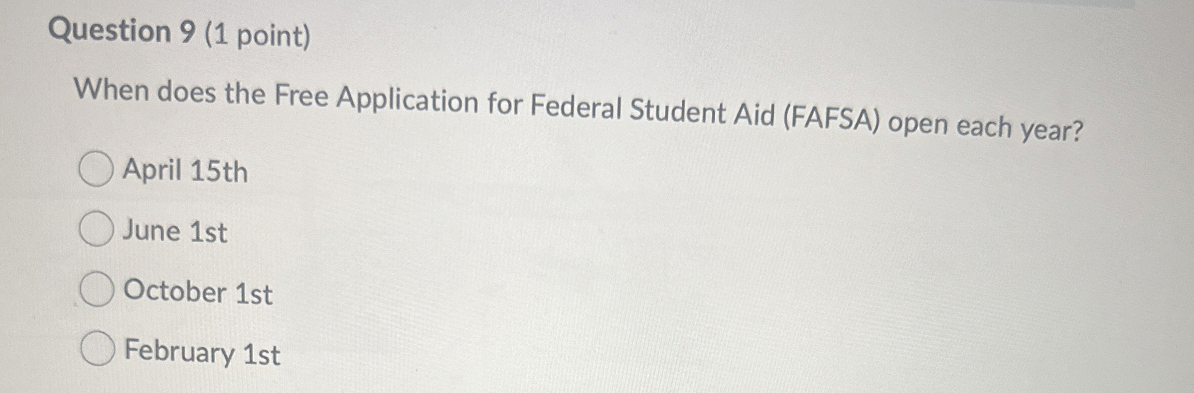 [Solved] Question 9 (1 point) When does the Free Applicatio