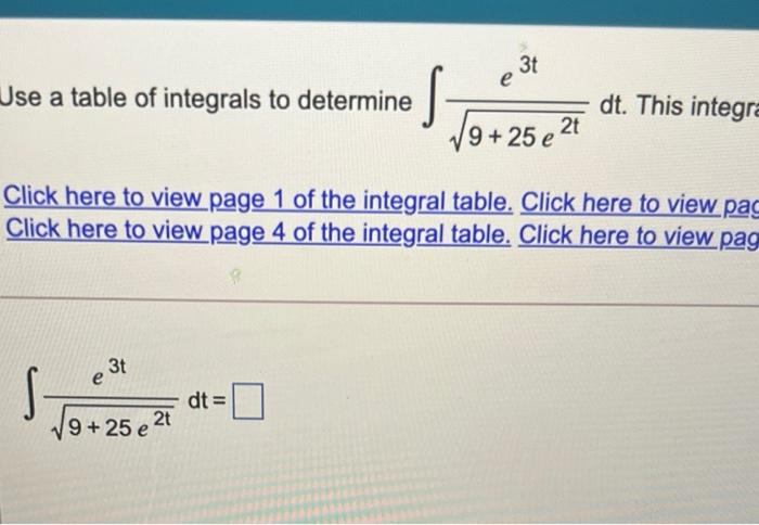Solved Use a table of integrals to evaluate the following | Chegg.com