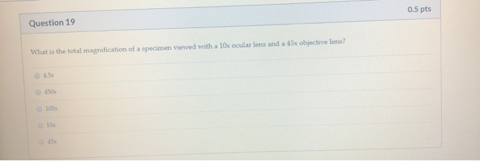 Solved 0.5 pts Question 19 What is the total magnification | Chegg.com