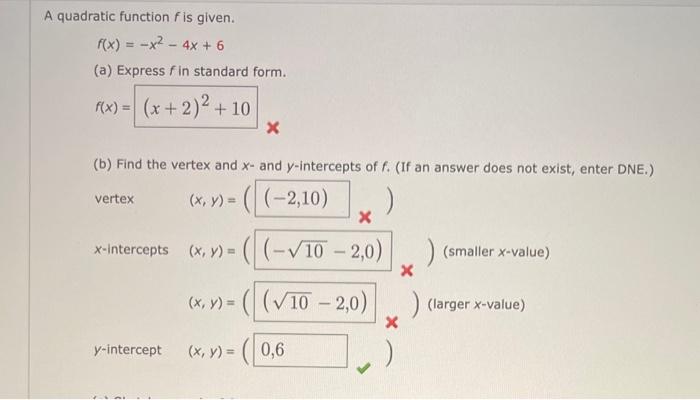 Solved A Quadratic Function Fis Given F X X2 4x 6 Chegg Com