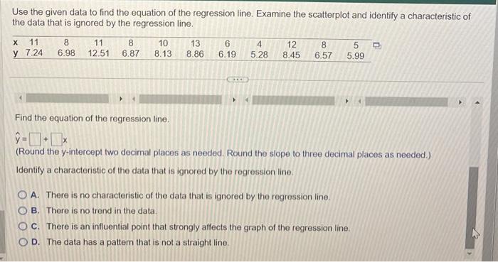 Solved Use the given data to find the equation of the | Chegg.com