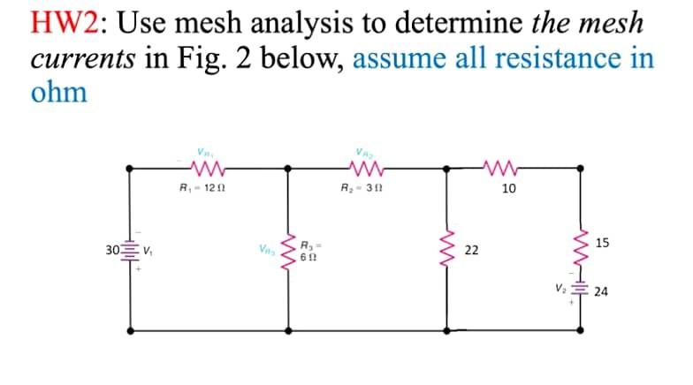 Solved HW2: Use mesh analysis to determine the mesh currents | Chegg.com