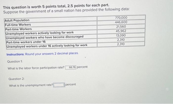 Solved This question is worth 5 points total, 2.5 points for | Chegg.com