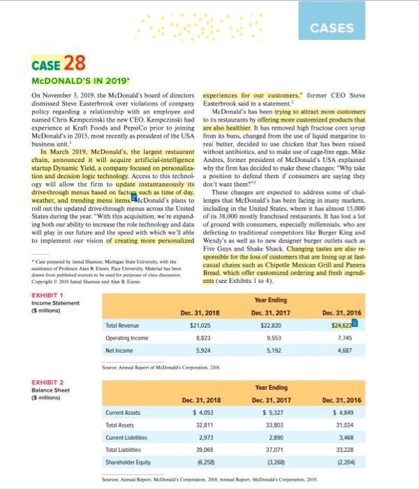 Solved Mc Donald's Case Study: Each Question Worth 10 | Chegg.com