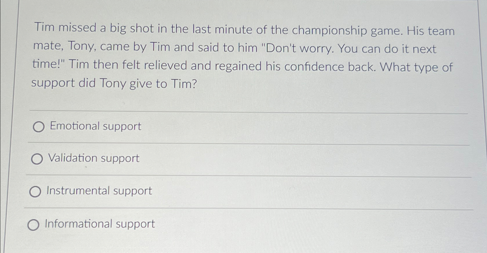 Solved Tim missed a big shot in the last minute of the | Chegg.com