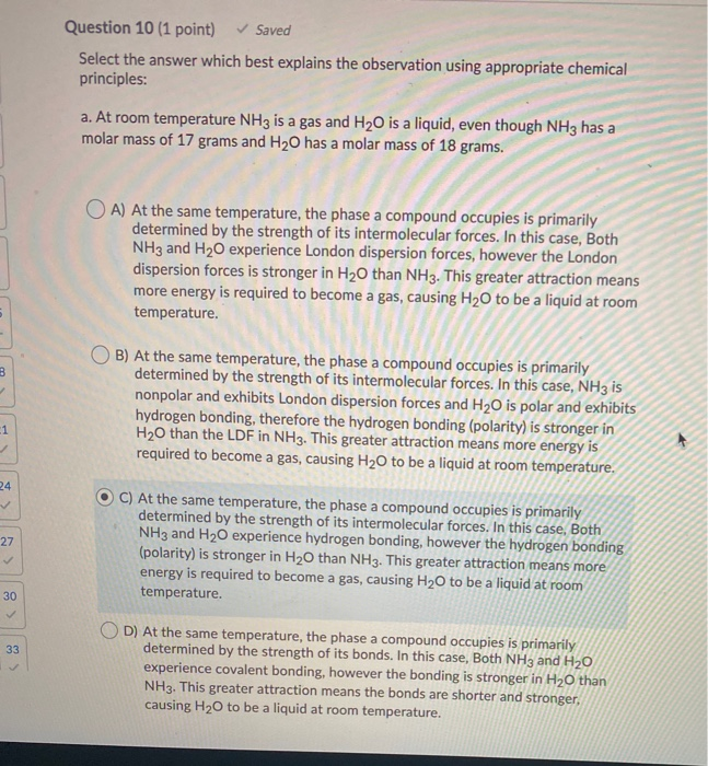 Solved Question 10 (1 Point) Saved Select The Answer Which | Chegg.com