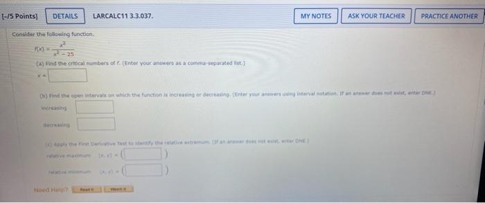 Solved Consider the following function. fx) =x2/ x2/-25 (a) | Chegg.com