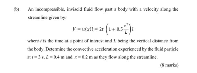 Solved (b) An incompressible, inviscid fluid flow past a | Chegg.com