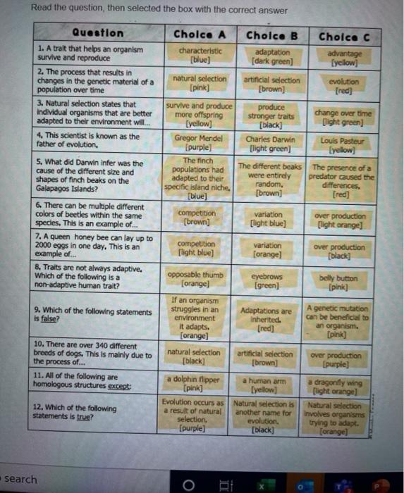 Solved Read The Question Then Selected The Box With The Chegg Com