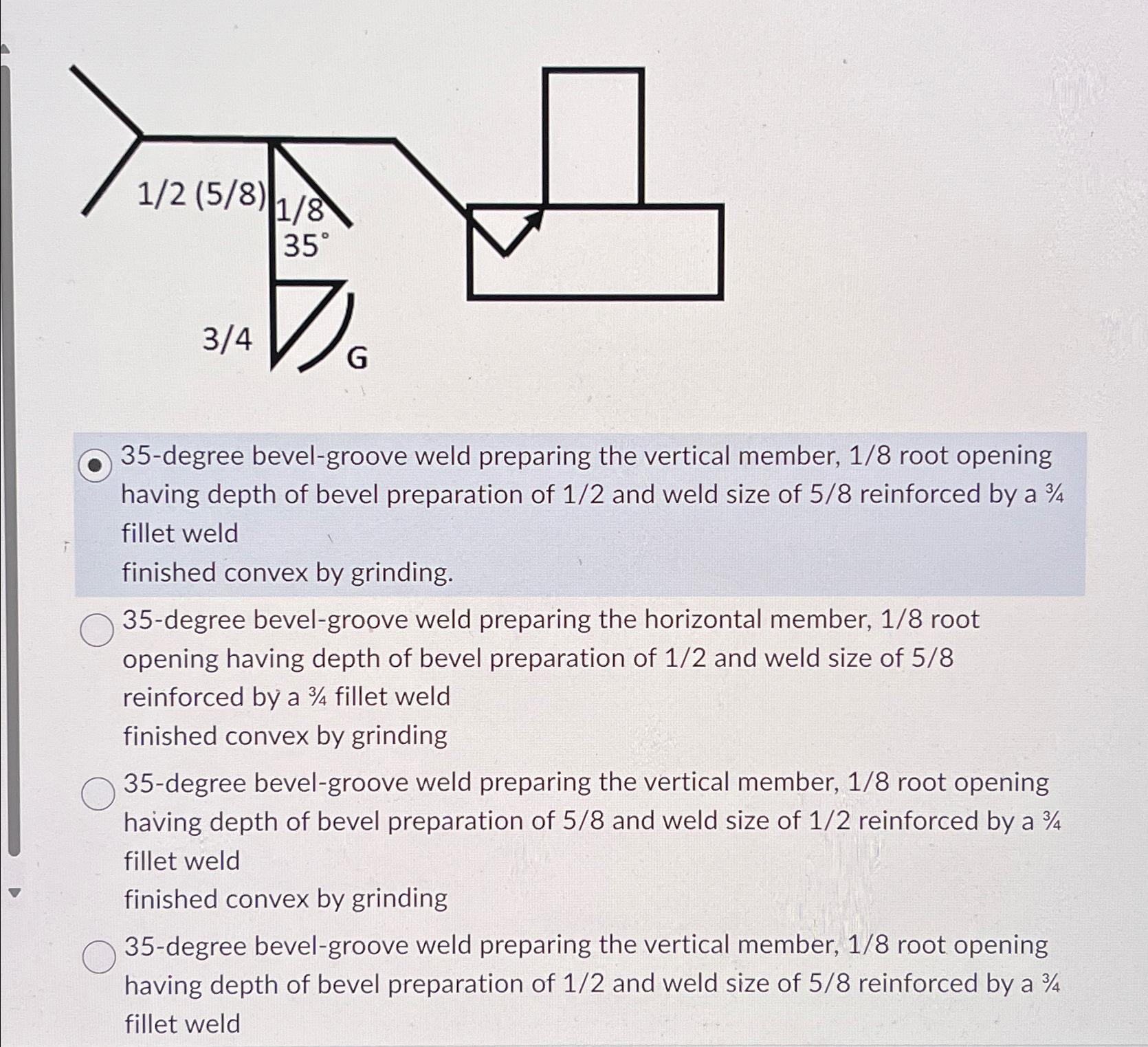 Solved 35degree bevelgroove weld preparing the vertical