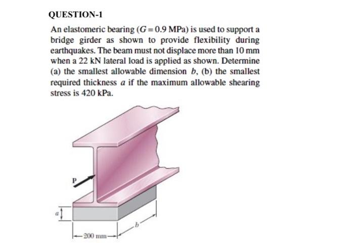 Solved QUESTION-1 An Elastomeric Bearing (G=0.9 MPa) Is Used | Chegg.com