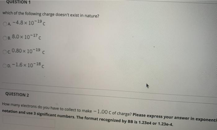 Solved QUESTION 1 which of the following charge doesn't | Chegg.com