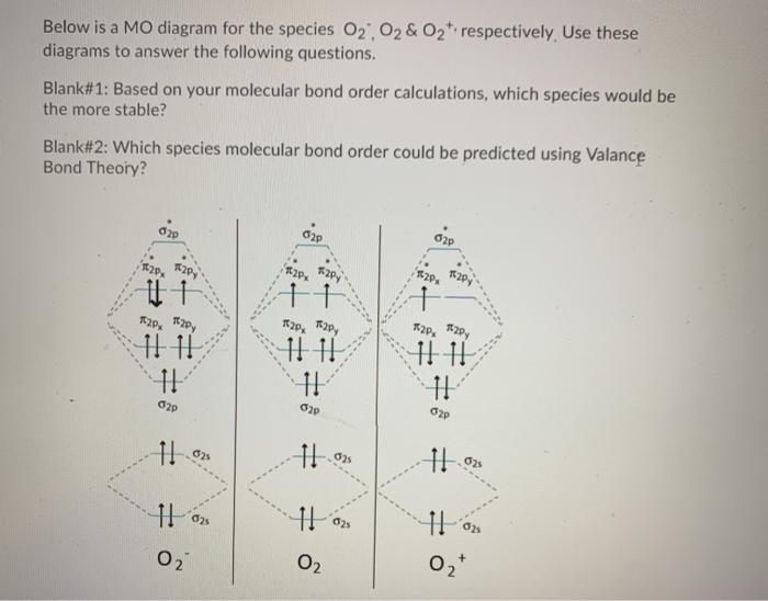 Solved Below is a MO diagram for the species 02, O2 & O2 | Chegg.com