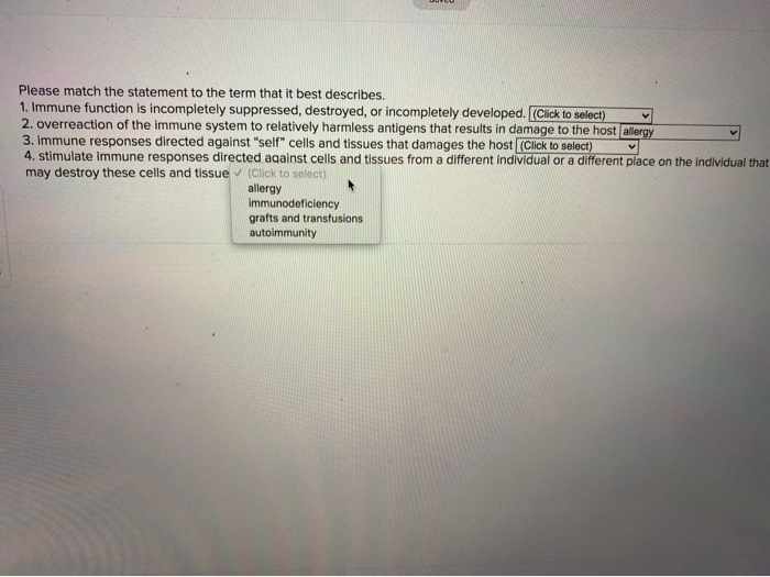 Solved Please match the statement to the term that it best | Chegg.com