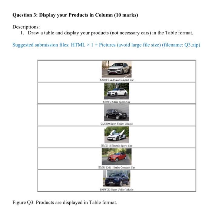 Solved Question 3: Display your Products in Column (10 | Chegg.com