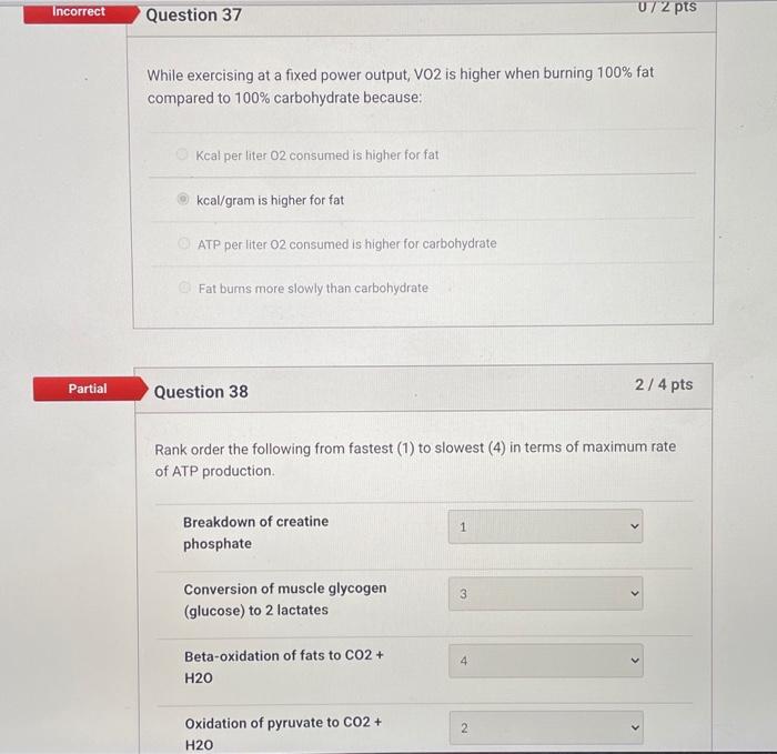 Solved Incorrect Question 37 072 pts While exercising at a | Chegg.com