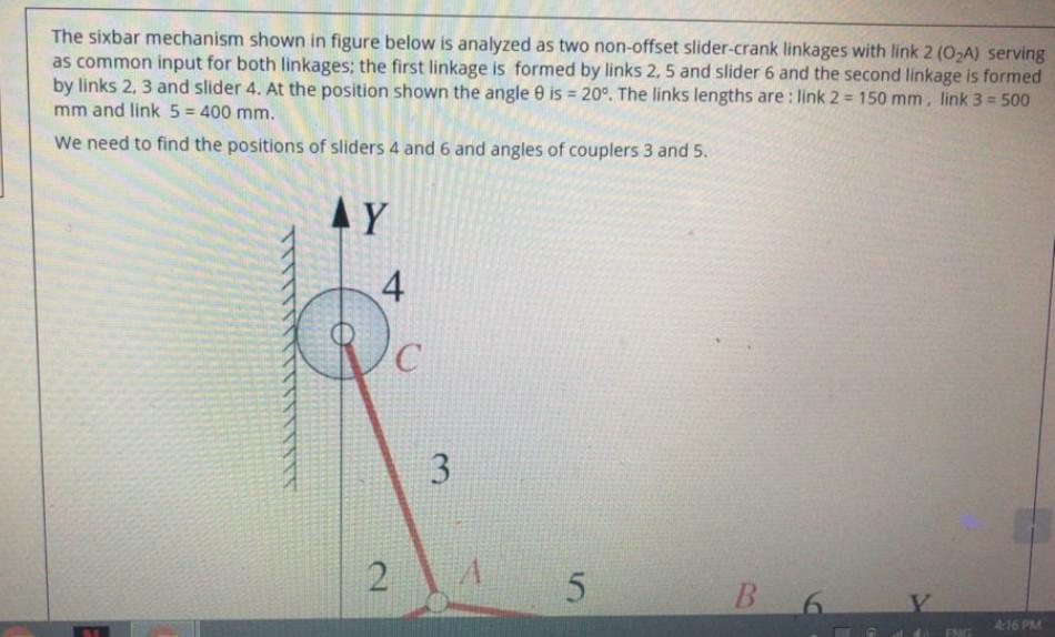 Solved The sixbar mechanism shown in figure below is | Chegg.com