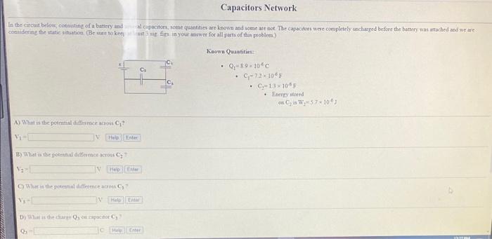 Solved Capacitors Network In the circuit below, consisting | Chegg.com