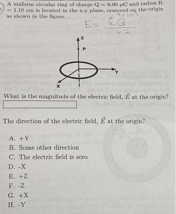 Solved A uniform circular ring of charge Q=8.00μC and radius | Chegg.com