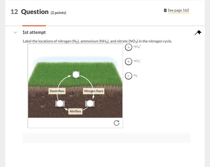 Solved 12 Question (2 points) ㄴee page 162 1st attempt Label | Chegg.com