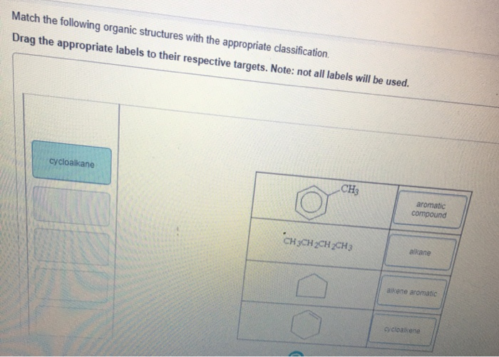 Solved Match the following organic structures with the | Chegg.com