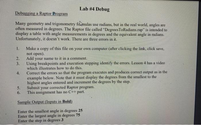 Solved Lab #4 Debug Debugging a Raptor Program Many geometry | Chegg.com