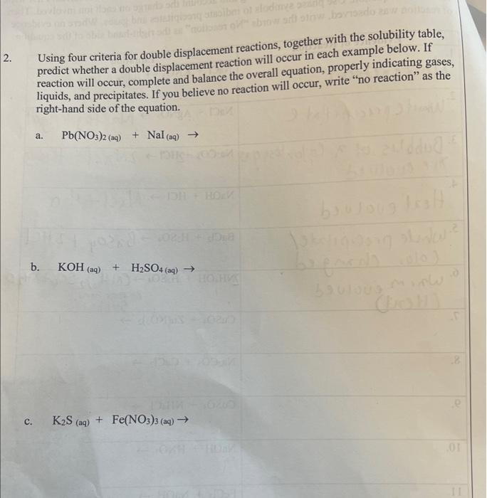 Solved Using four criteria for double displacement | Chegg.com