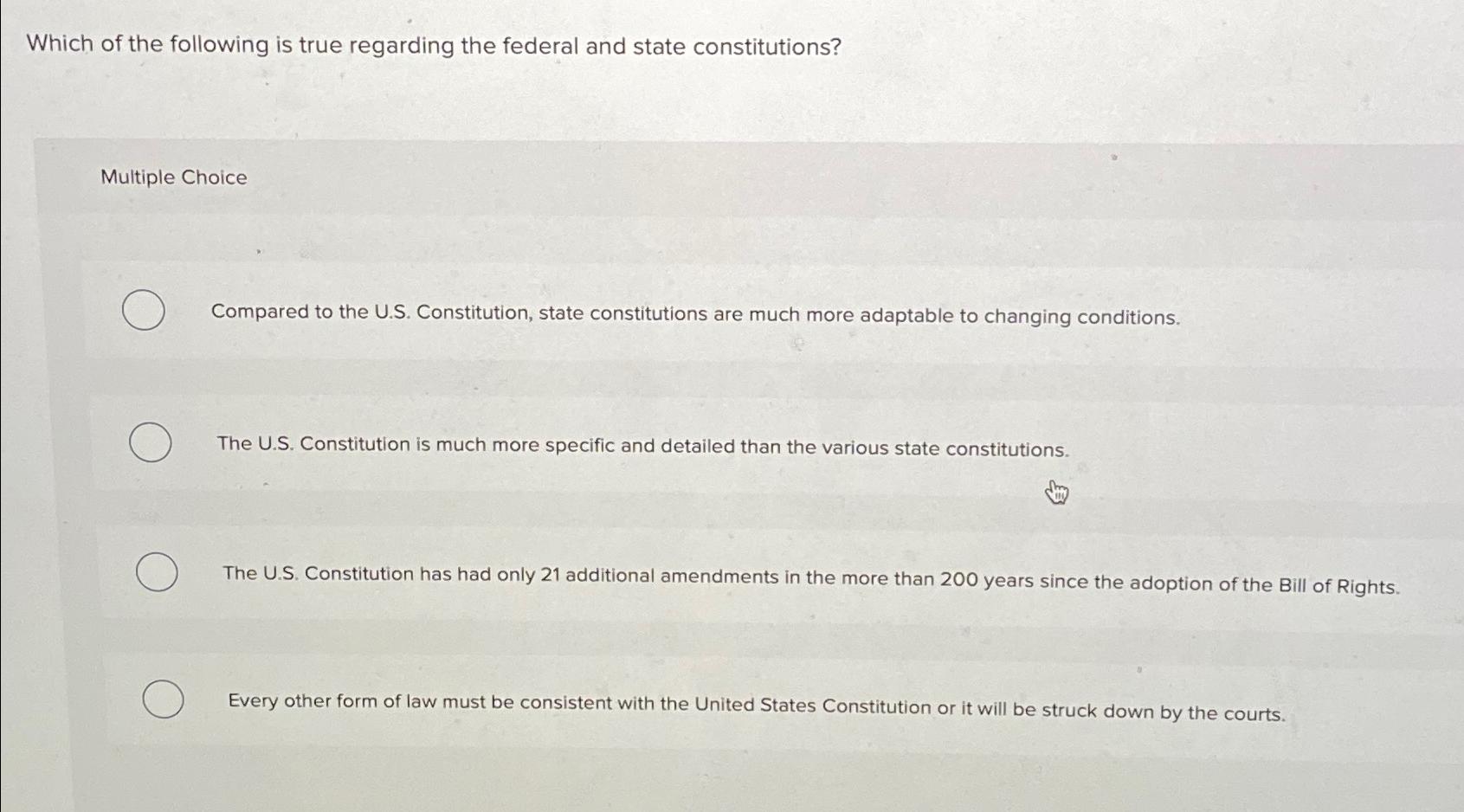 Solved Which Of The Following Is True Regarding The Federal | Chegg.com