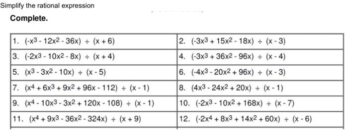 Solved Simplify the rational expression Complete. | Chegg.com