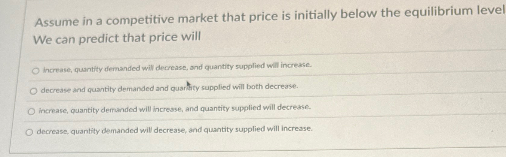 Solved WAssume in a competitive market that price is | Chegg.com