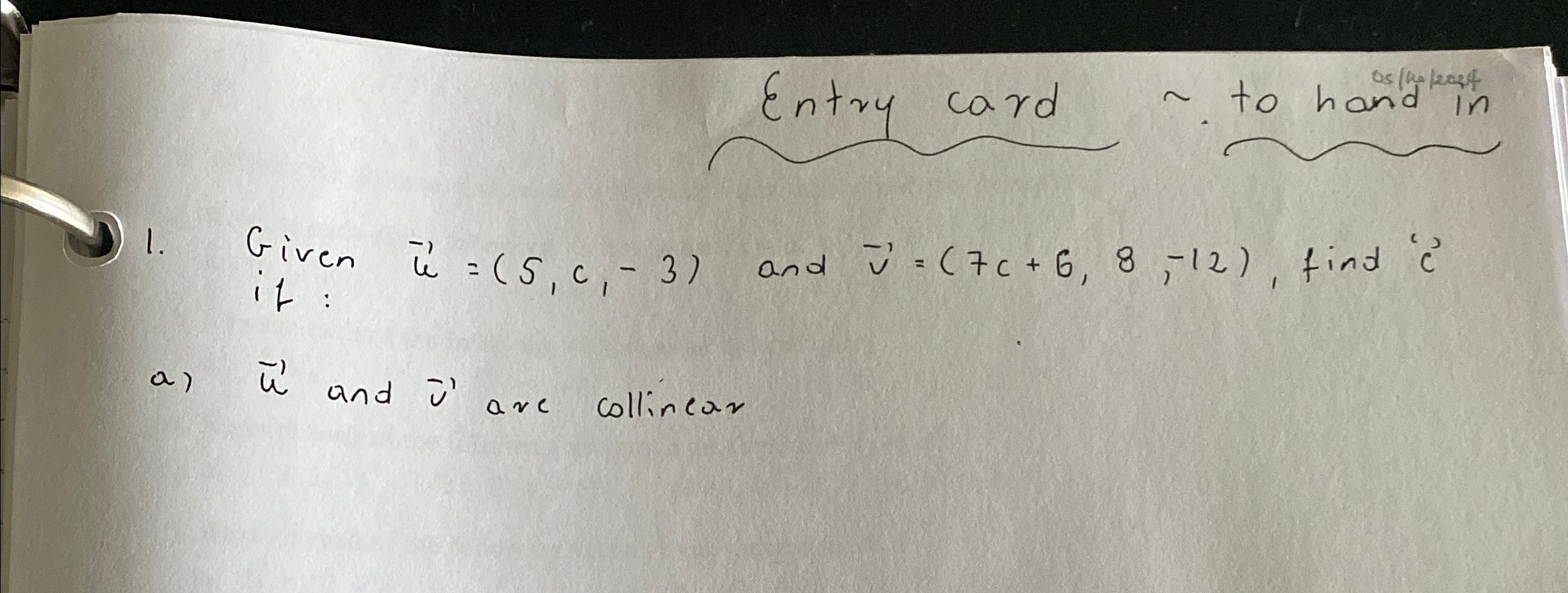 Solved Given vec(u)=(5,c,-3) ﻿and vec(v)=(7c+6,8,-12), ﻿find | Chegg.com