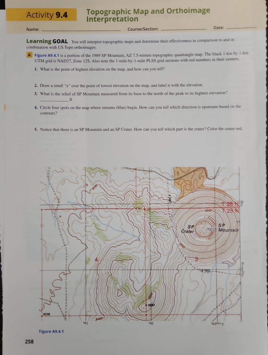 Solved Learning GOAL You will interpret topographic maps and | Chegg.com