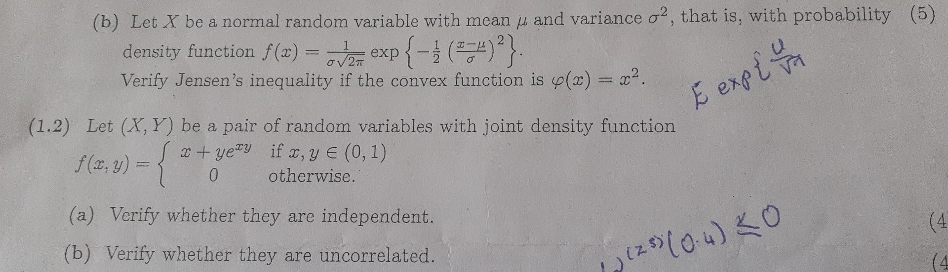Solved (b) Let X be a normal random variable with mean μ and | Chegg.com