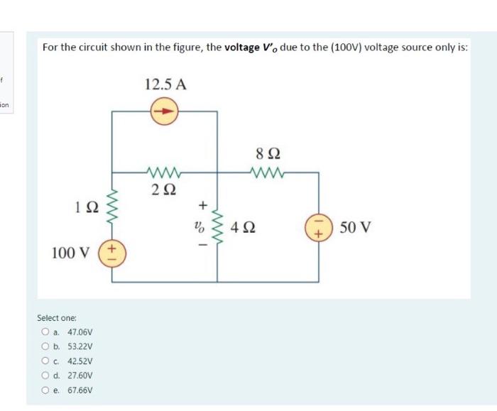 Solved For the circuit shown in the figure, the voltage V', | Chegg.com