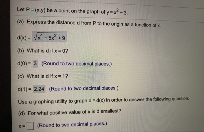 Solved Let P X Y Be A Point On The Graph Of Y X2 3 A