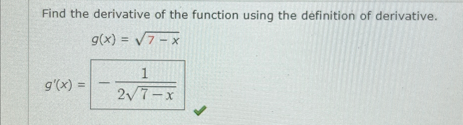 Solved Find the derivative of the function using the | Chegg.com