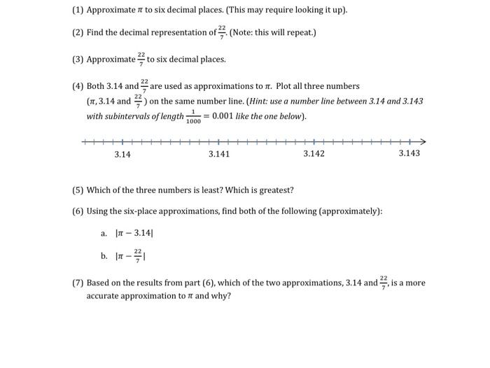 Solved (1) Approximate π to six decimal places. (This may | Chegg.com