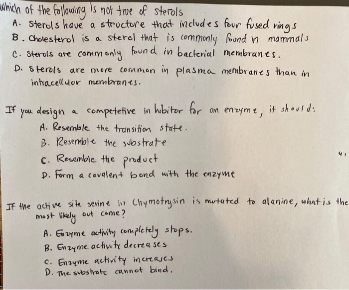 which of the following is not true of sterols A. | Chegg.com - Which Statements Are True About Sterols