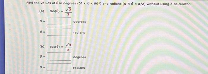 Solved Find the values of 0 in degrees (0°