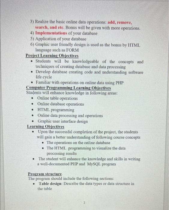 Solved PHP and MySQL programming project Project | Chegg.com