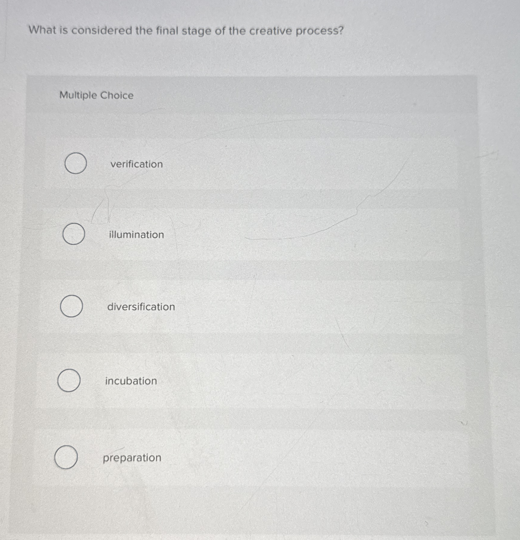 Solved What is considered the final stage of the creative | Chegg.com
