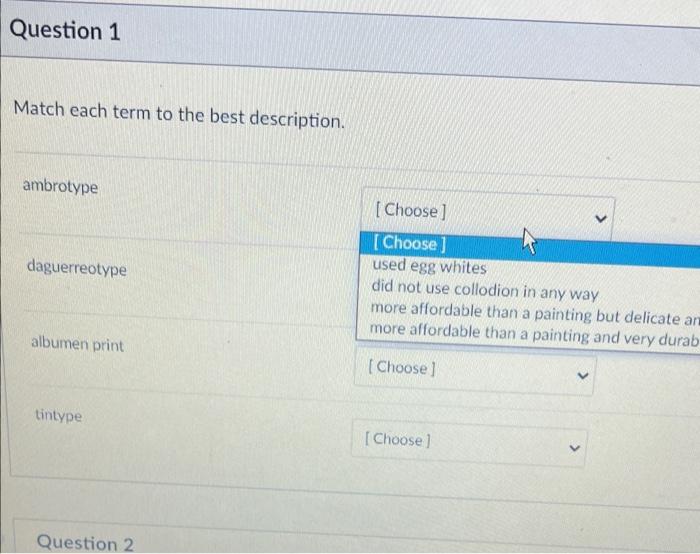 Solved Question 1 Match each term to the best description. | Chegg.com