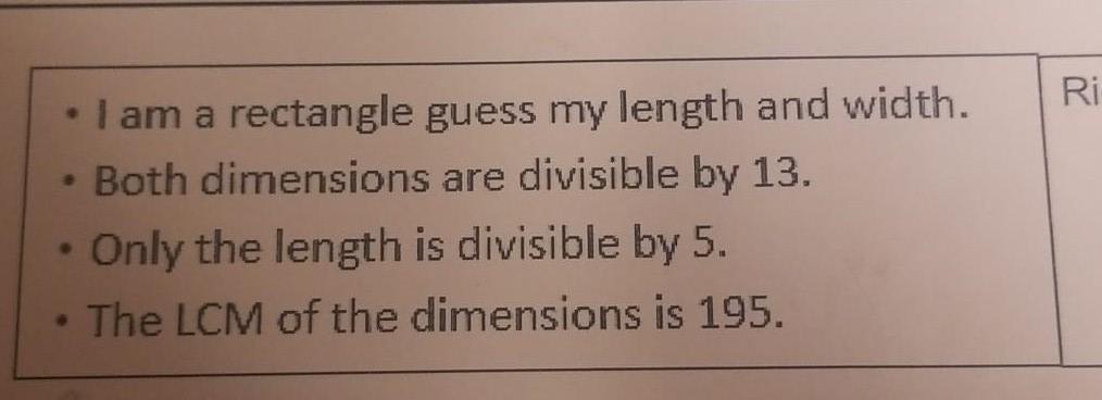 Solved - I am a rectangle guess my length and width. - Both | Chegg.com