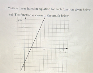 Solved Write a linear function equation for each function | Chegg.com