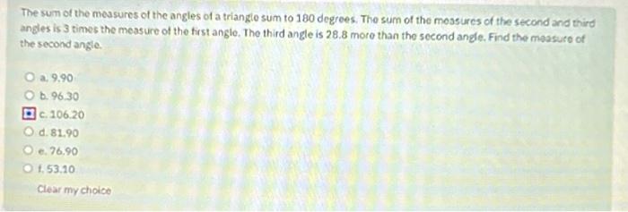 sum of the angles of a triangle equals 180