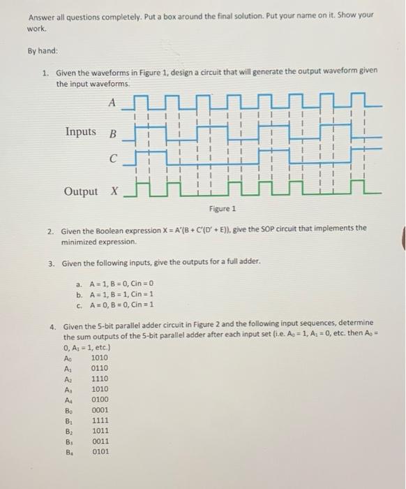 Solved Answer all questions completely. Put a box around the | Chegg.com